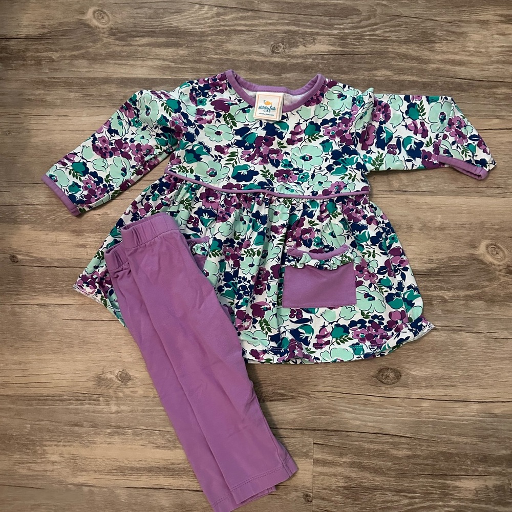 Stitchy Fish Ruffle Pocket Long Sleeve Pant Set